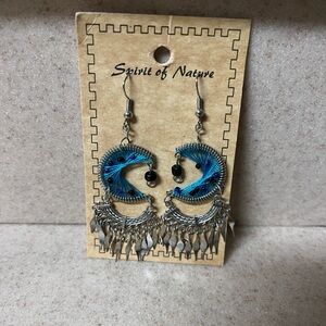 NEW Spirit Of Nature Handcrafted Silver Tone Moon Dangle Earrings